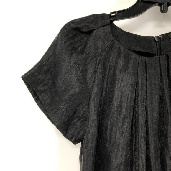 Club Monaco crepe black pleated scoop neck short sleeve blouse XS - Picture 8 of 12